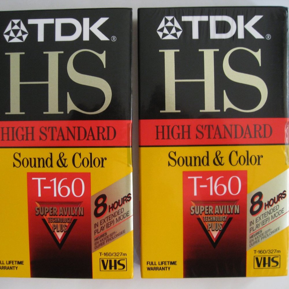 2 TDK HS T-160 High Standard Sound & Color Blank VHS Tape New/Sealed